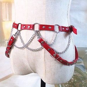 RED Faux Leather Harness Chain Belt /ADJUSTABLE ❤️